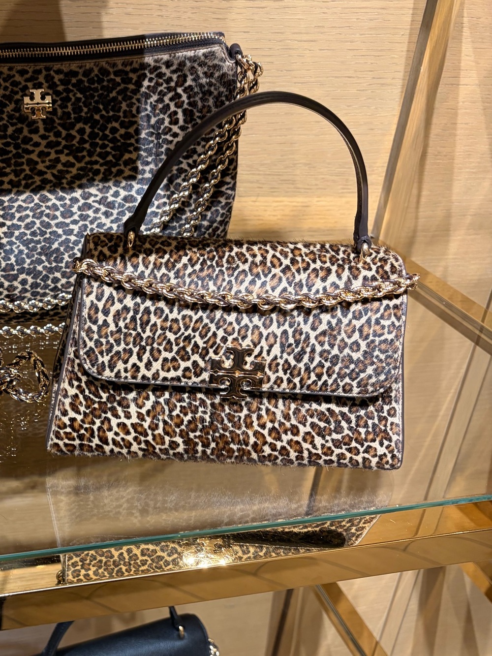 Tory Burch Britten Leopard haircalf Shoulder & Top-Handle Bag - Brown/Black
